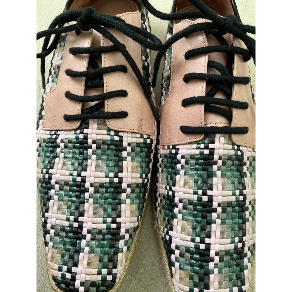 CHARLES & KEITH Woven raffia espadrille Oxford size 9 pink green tan **Rare** - Picture 6 of 7